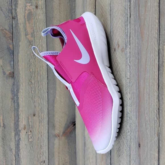 Nike Flex Runner (GS) Youth Girls 7 Women's 9 Slip On Sneakers Fireberry - Picture 2 of 9